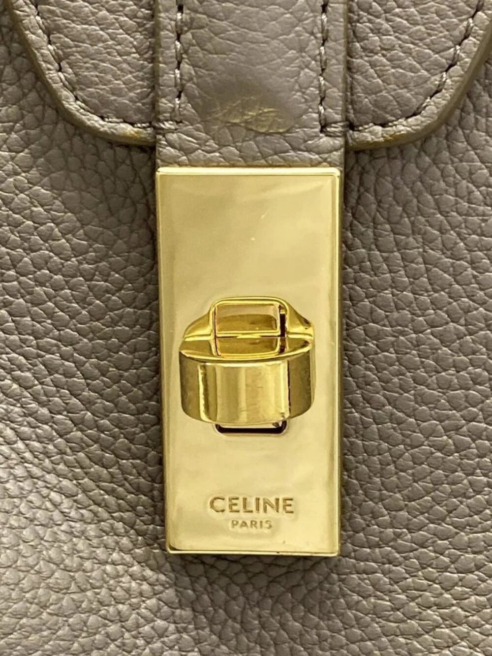 CELINE Large 16 Soft Bag Gray Beige Supple Grained Calfskin Shoulder Bag - Picture 9 of 15